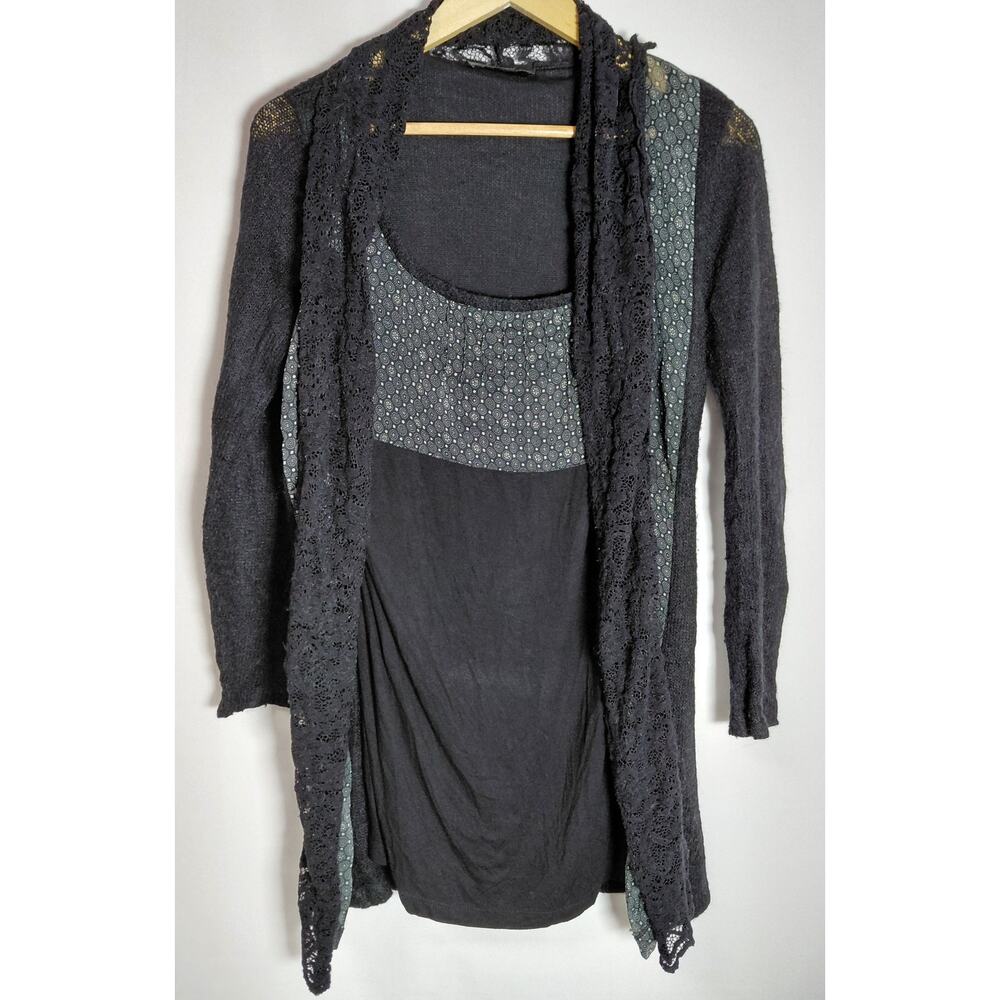 Peruzzi Mohair Made in Italy Knit Cardigan Black Solid Women-See Measurements